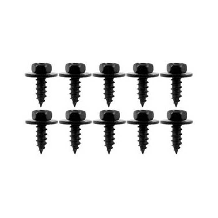 5.5mm x 19mm HEX HEAD SELF TAPPING BLACK SCREWS + WASHERS QTY 10 TCP39