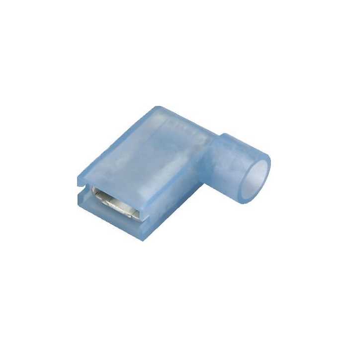 25 X 6.3MM BLUE RIGHT ANGLE FLAG FLAT TERMINALS CRIMP ANGLED WIRING