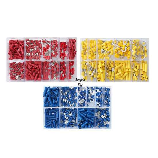 3 X ASSORTED CRIMP TERMINALS RED BLUE YELLOW  PIGGYBACK SPADE BUTT AT80,81,82